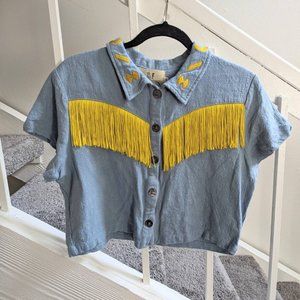 Fashion Brand Company Light Blue Spaghetti Western Blouse size M
